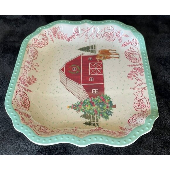 Pioneer Woman Holiday Barn Spoon Rest 6.7 In x 6 In Melamine Decorative - Picture 2 of 4